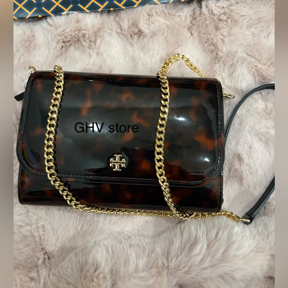 Tory Burch Brown Tortoise chain wallet Bag - Picture 2 of 11